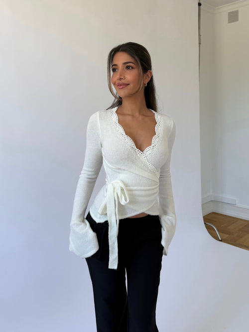 Wool Crochet Ballerina Cardigan – Hvit