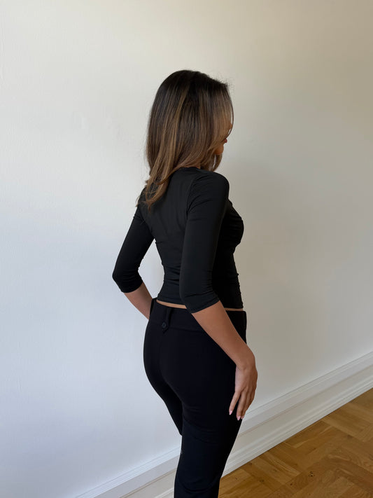Quarter sleeve lace top - svart