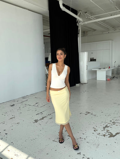 Melia mesh skirt - Lys gul (forhåndsbestilling)