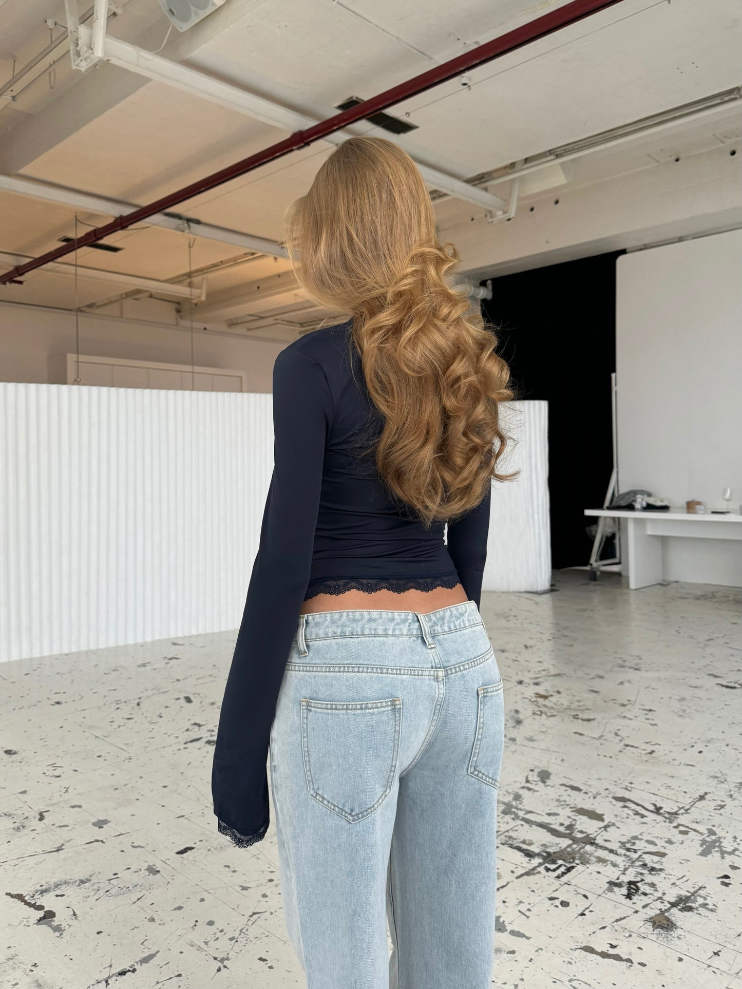 Blair Basic Lace Top - mørk blå