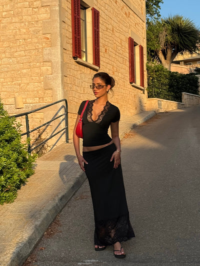 Maxi lace skirt - svart