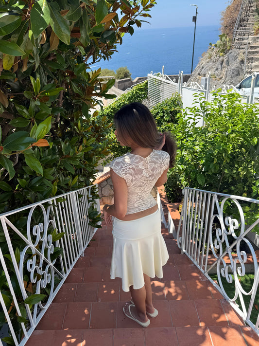 Lara lace top - lys gul