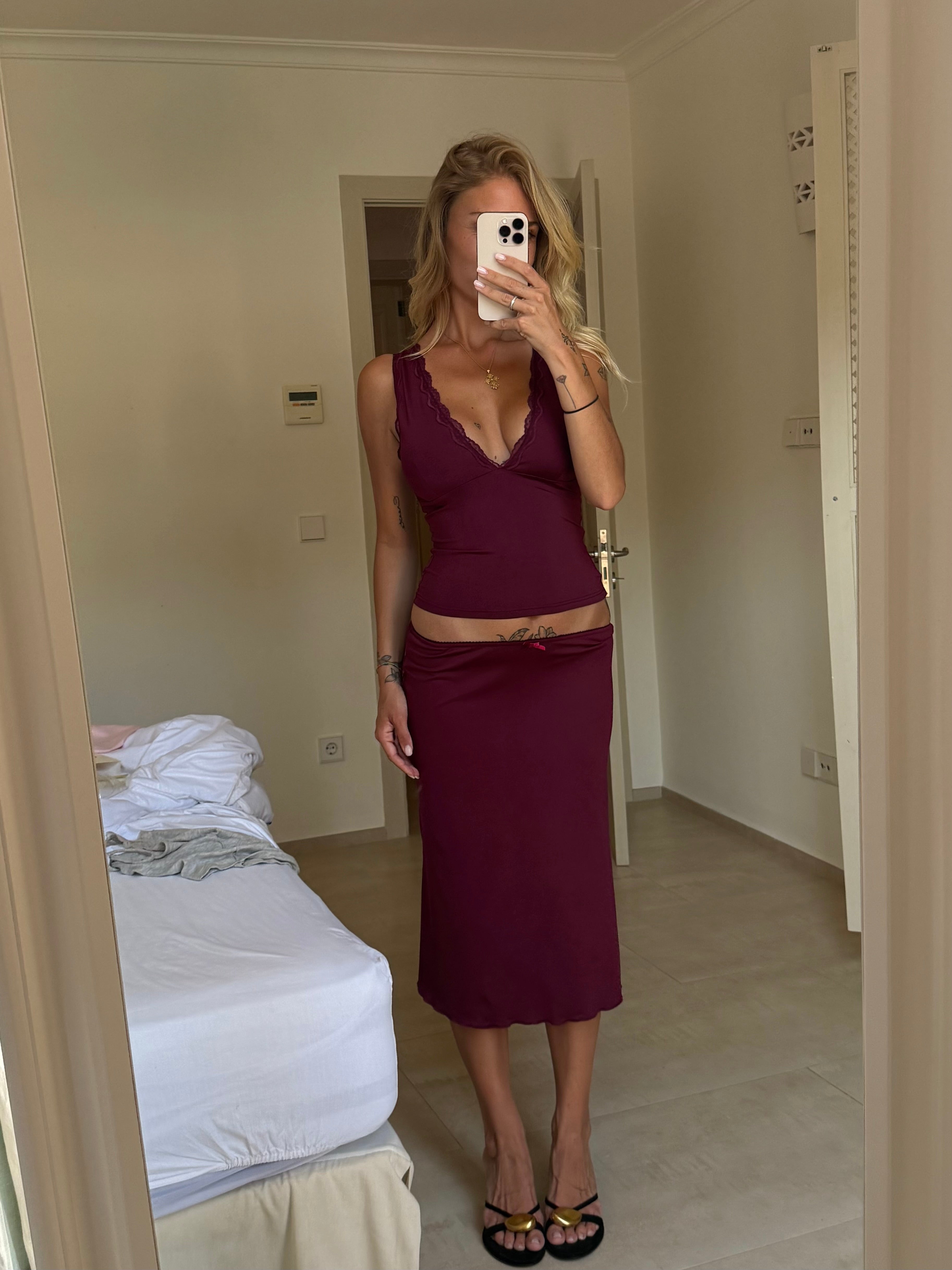 Helia basic skirt - bordeaux