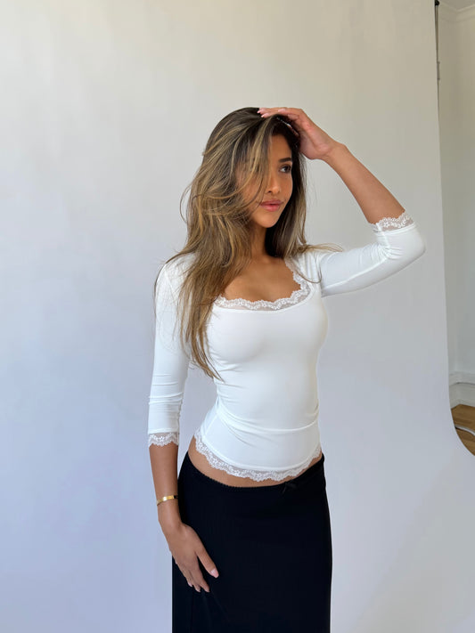 Blair Quarter Sleeve Top – Hvit