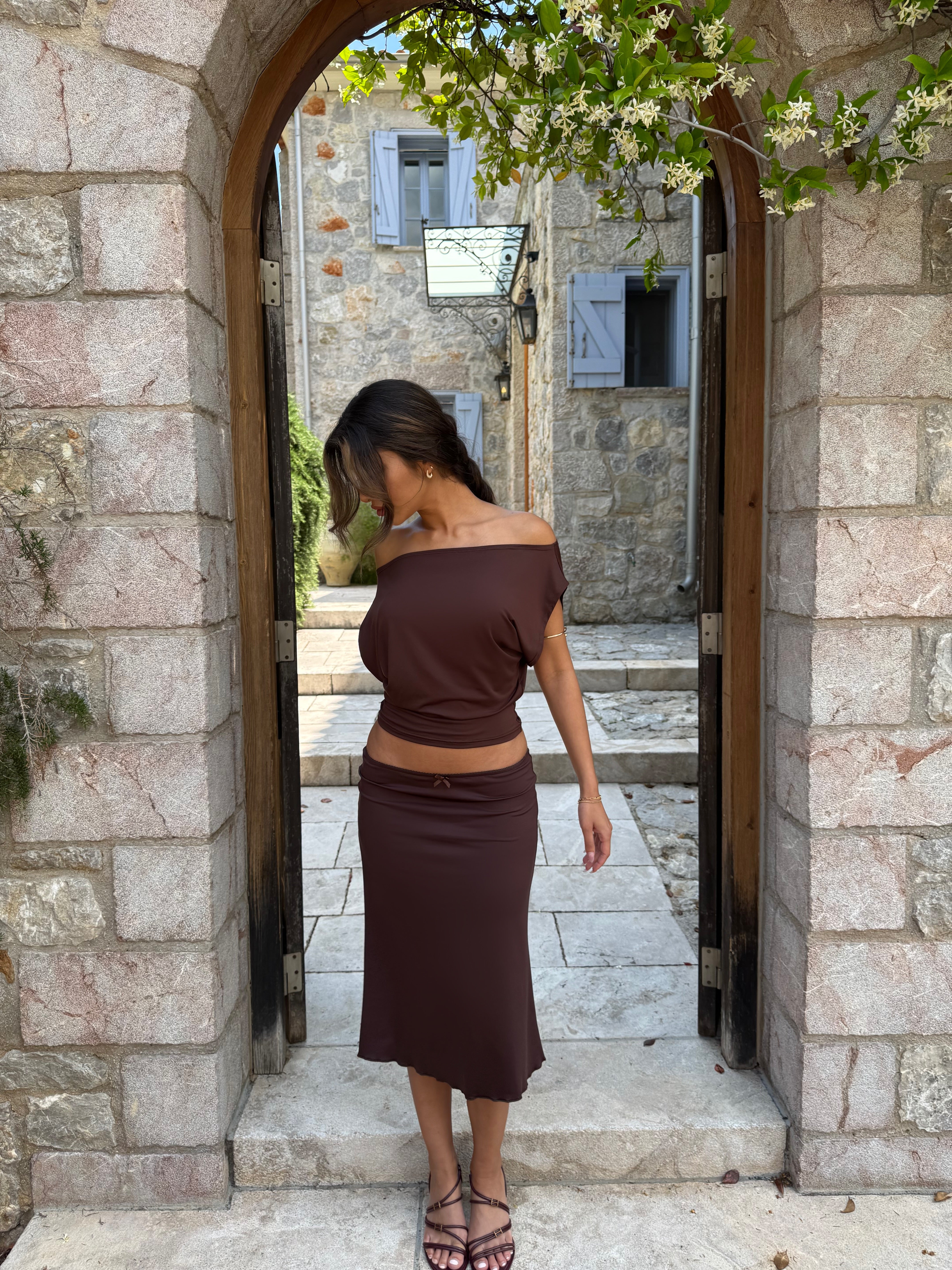 Helia basic skirt - mørk brun