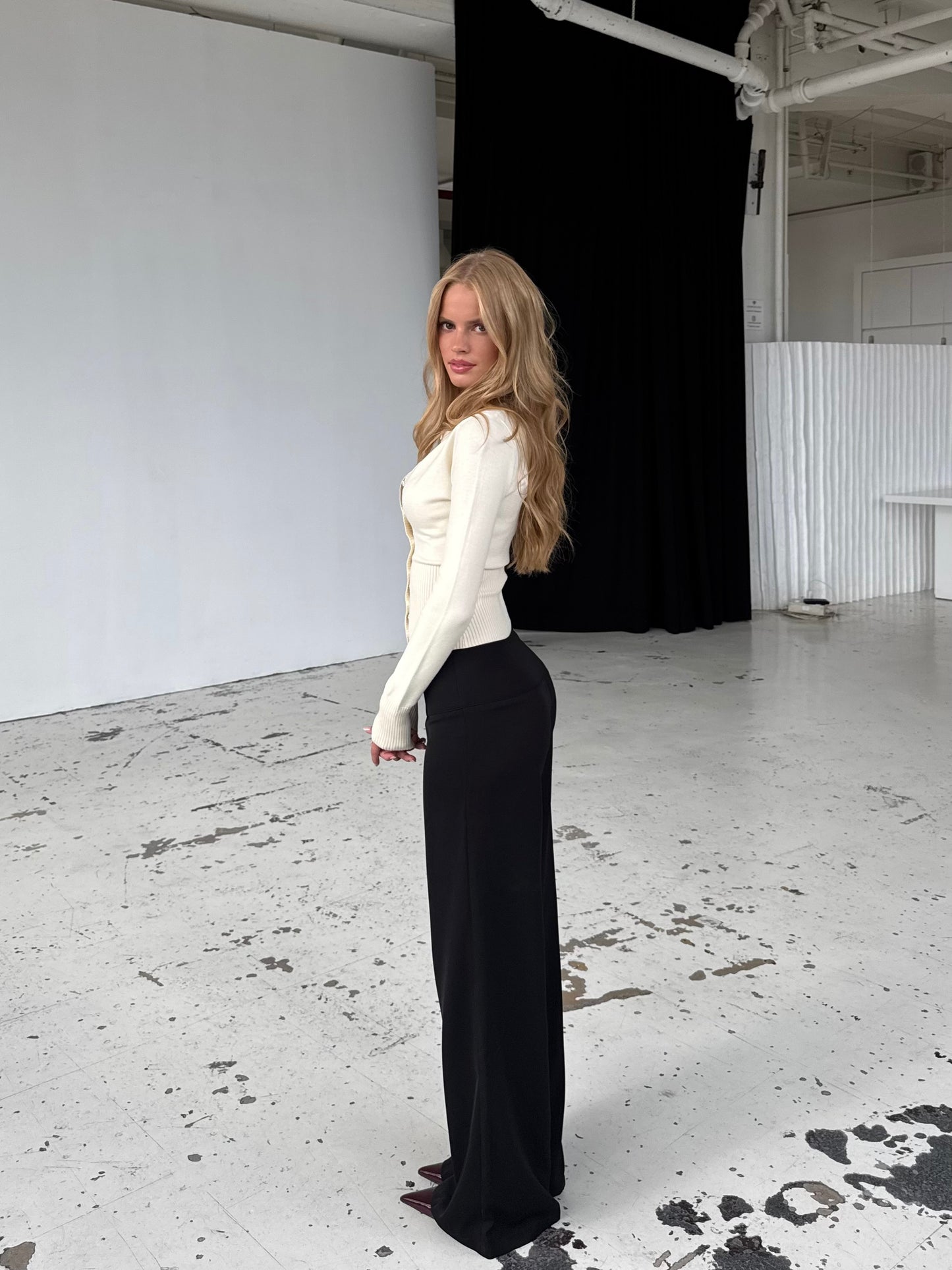 Flowy low waist bukser - sort