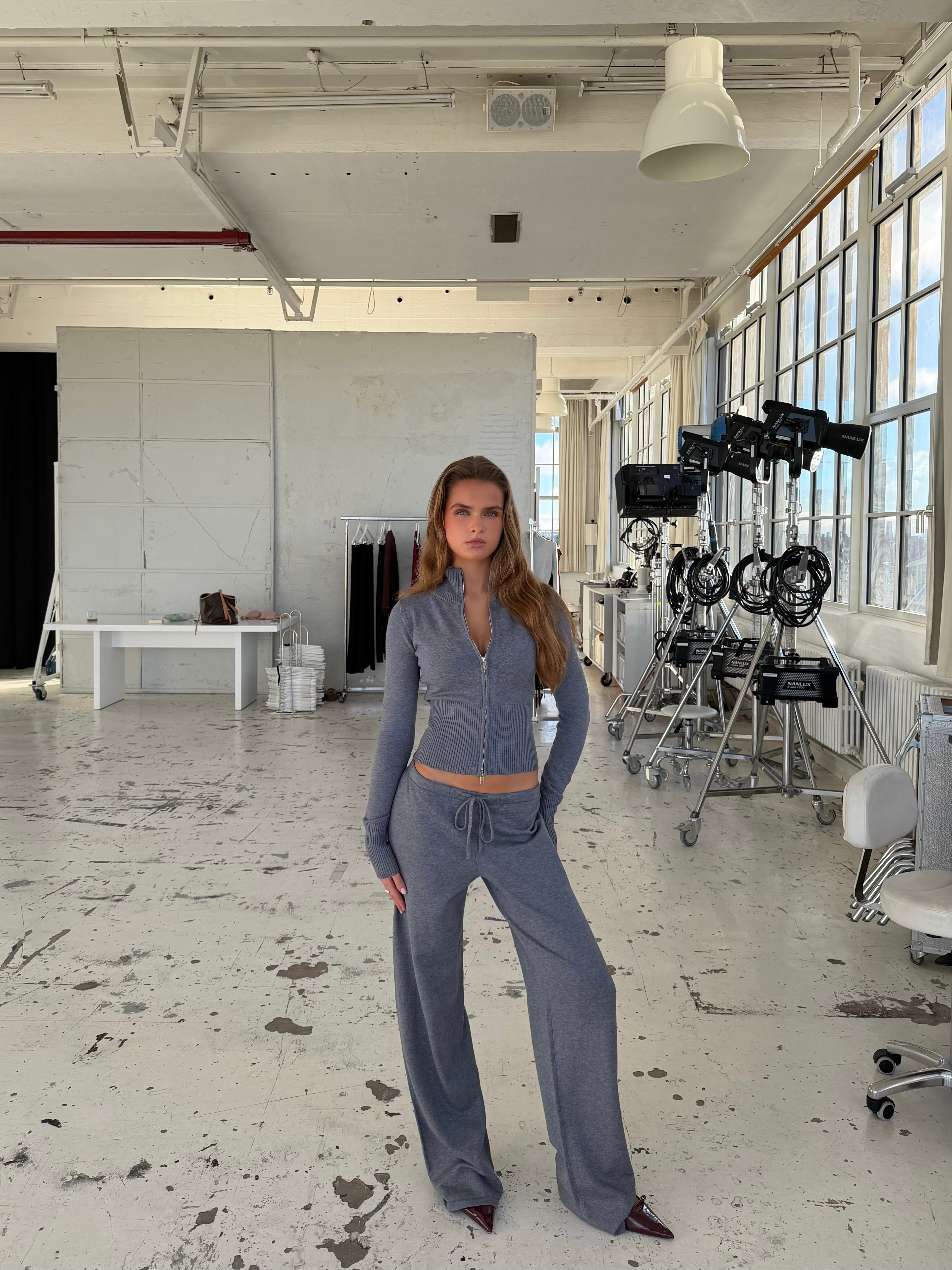 Zipper knit - meleret grå