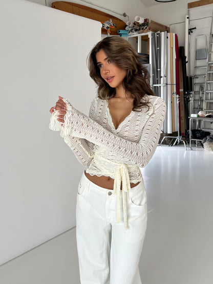 Ballerina flower top - krem