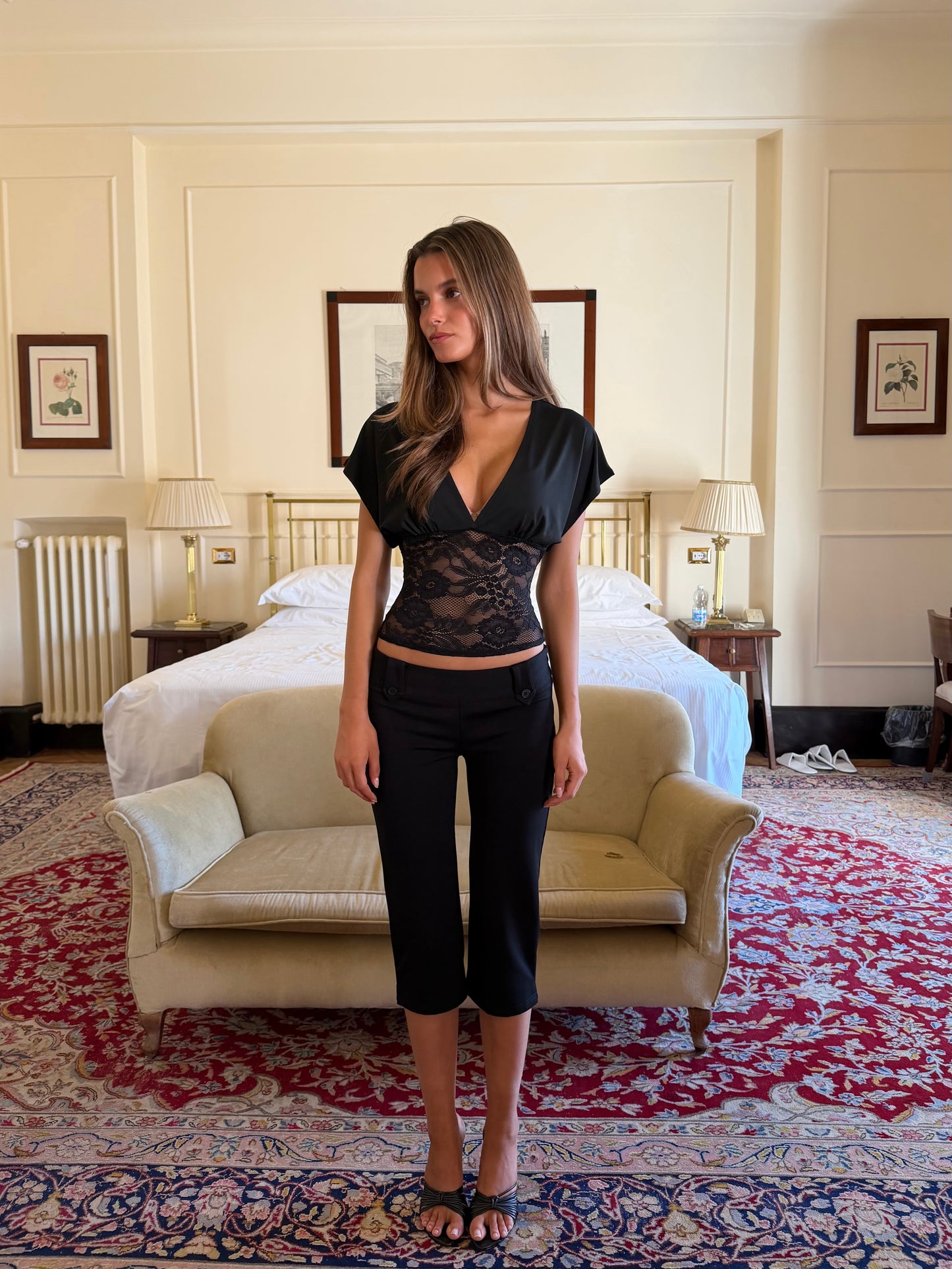 Lera lace top - sort
