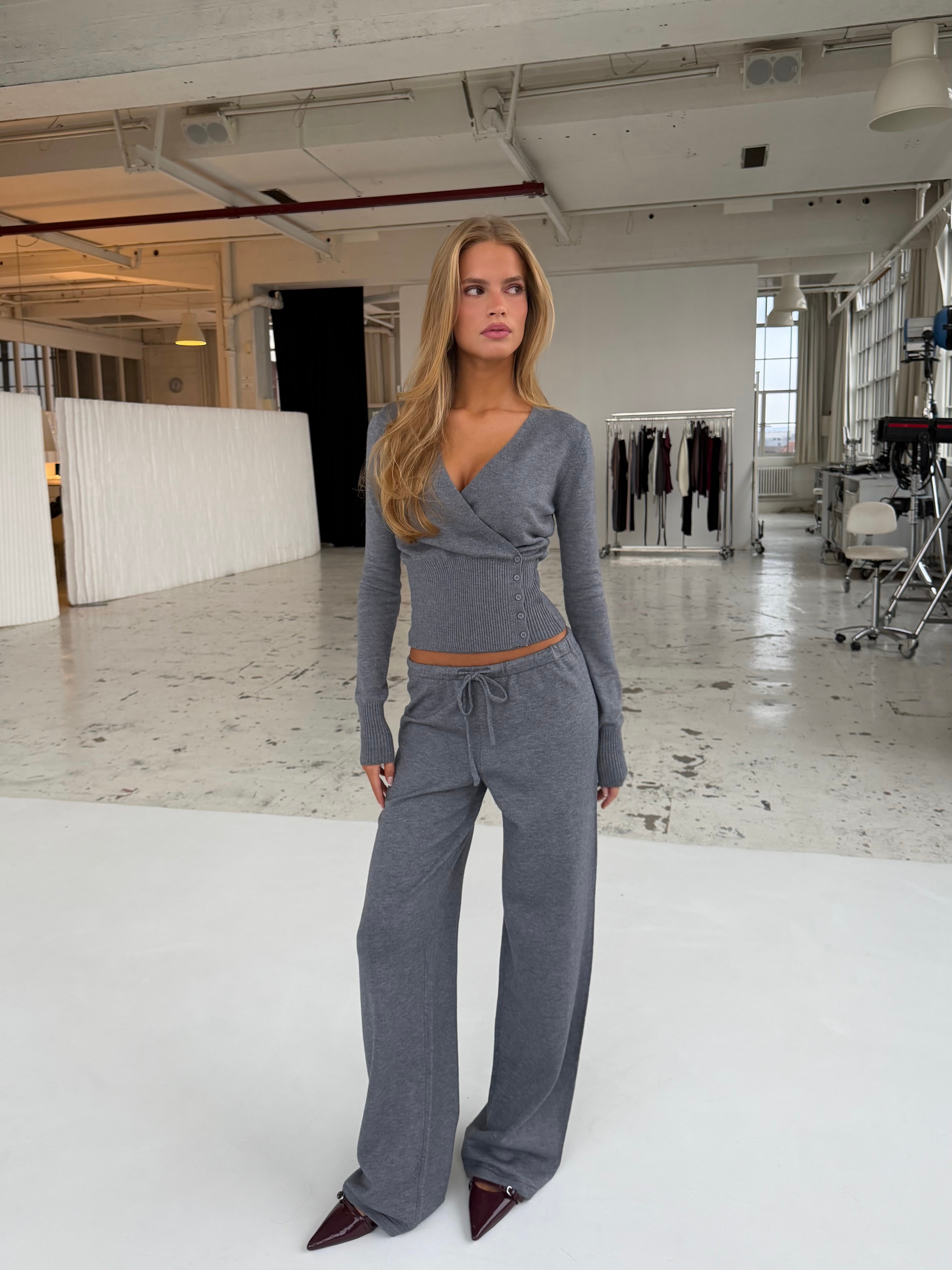 New knit cardigan - meleret grå