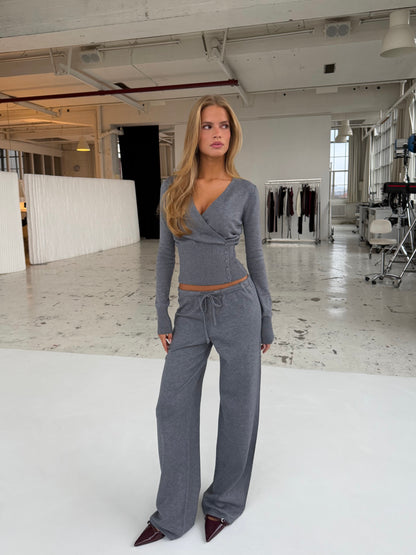 New knit cardigan - meleret grå