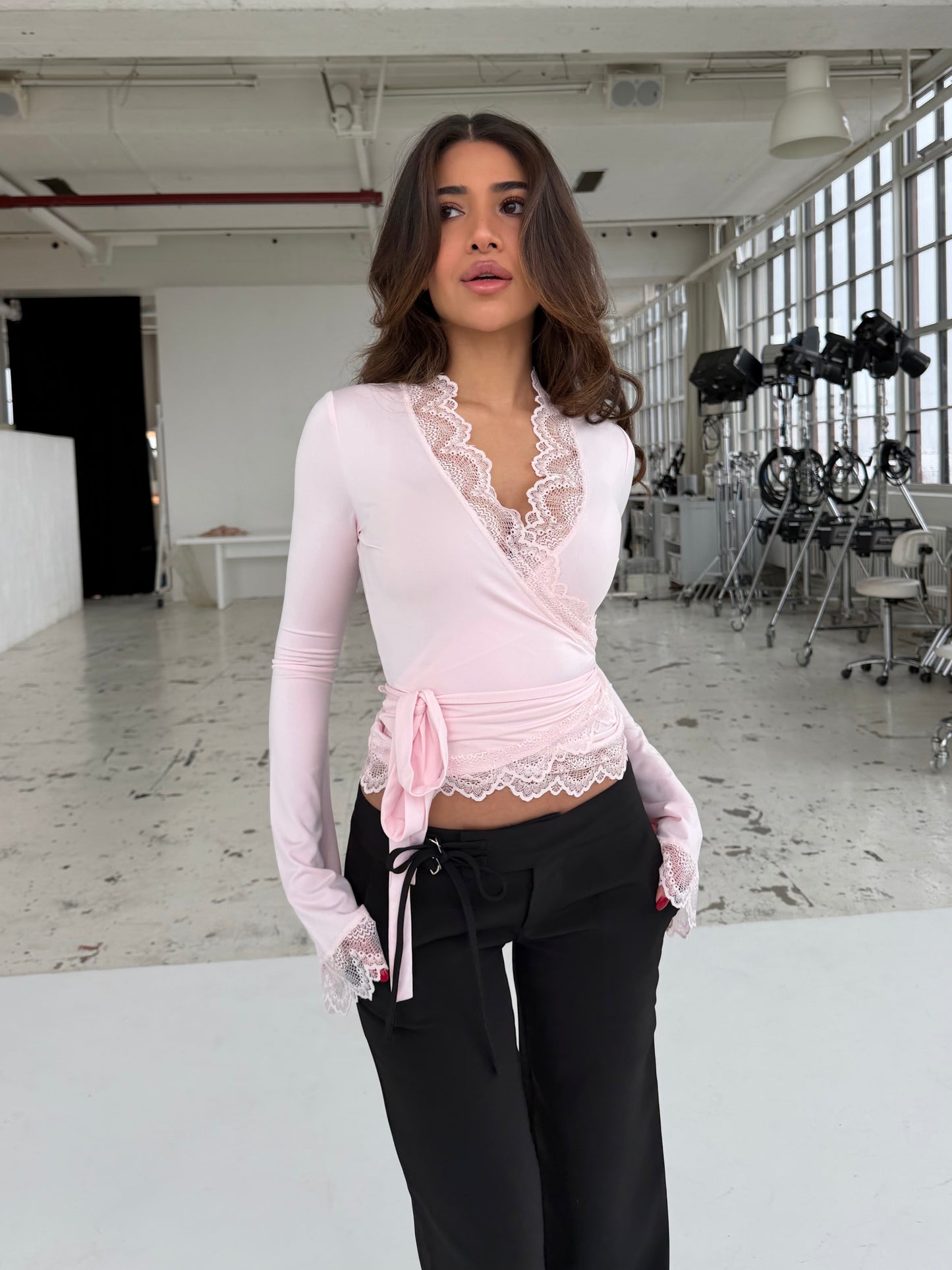 New ballerina basic lace top - lyserød