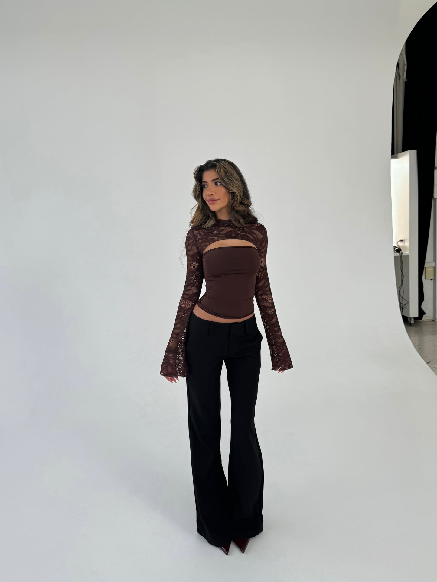 Livia low waist bukser  - svart