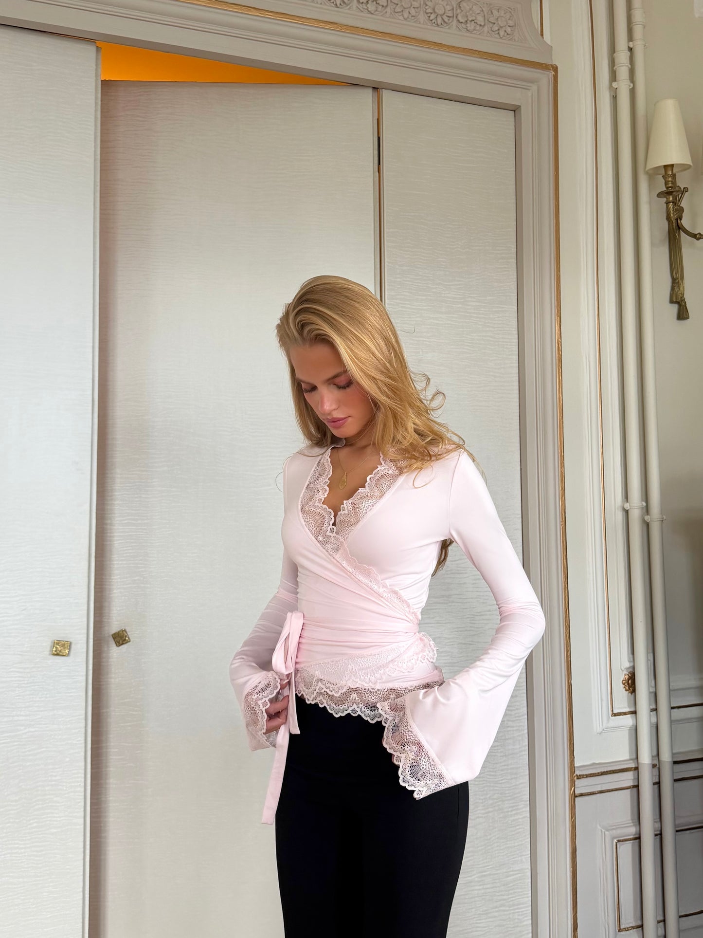 New ballerina basic lace top - lyserød