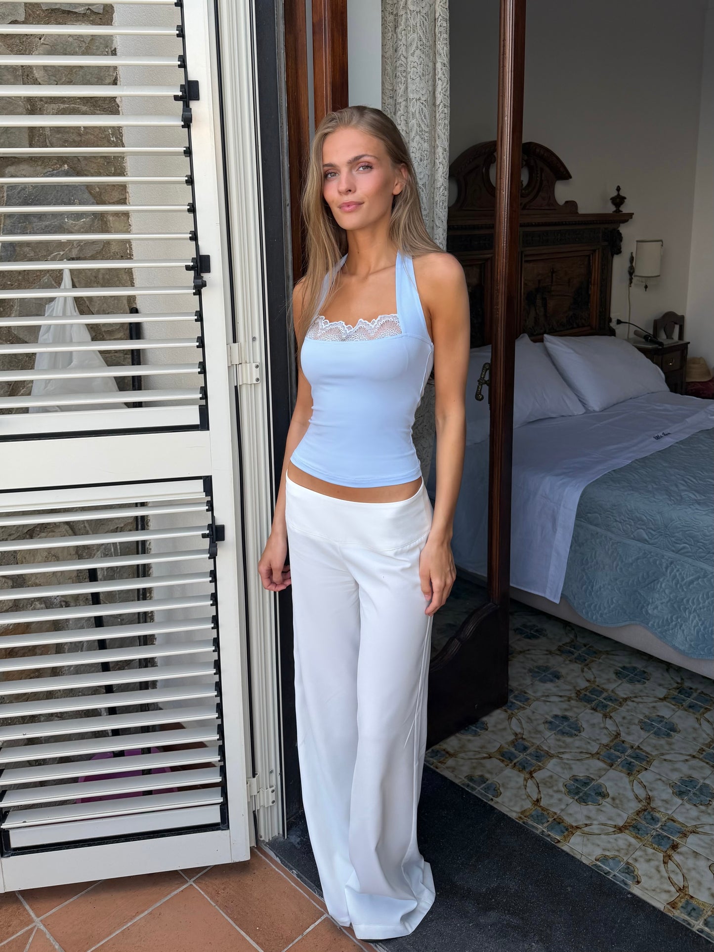 Elia lace top - lys blå