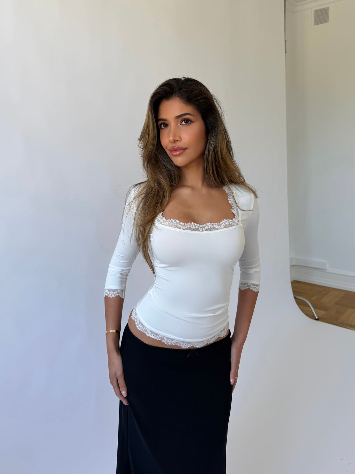 Blair Quarter Sleeve Top – Hvit