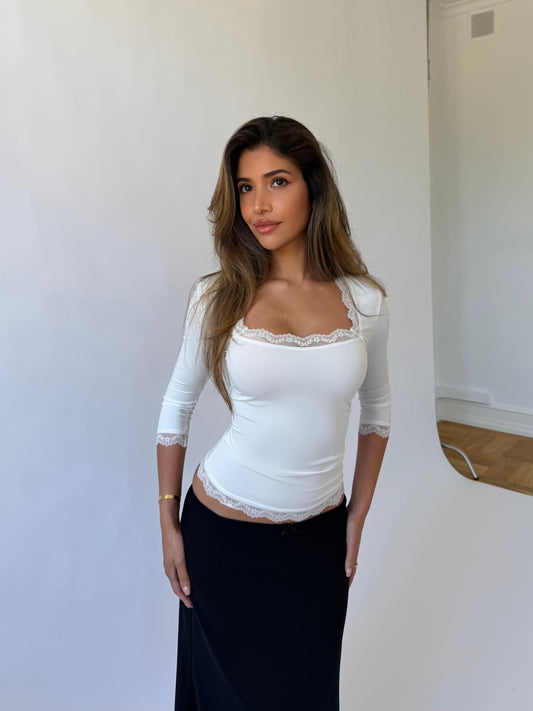 Blair Quarter Sleeve Top – Hvit