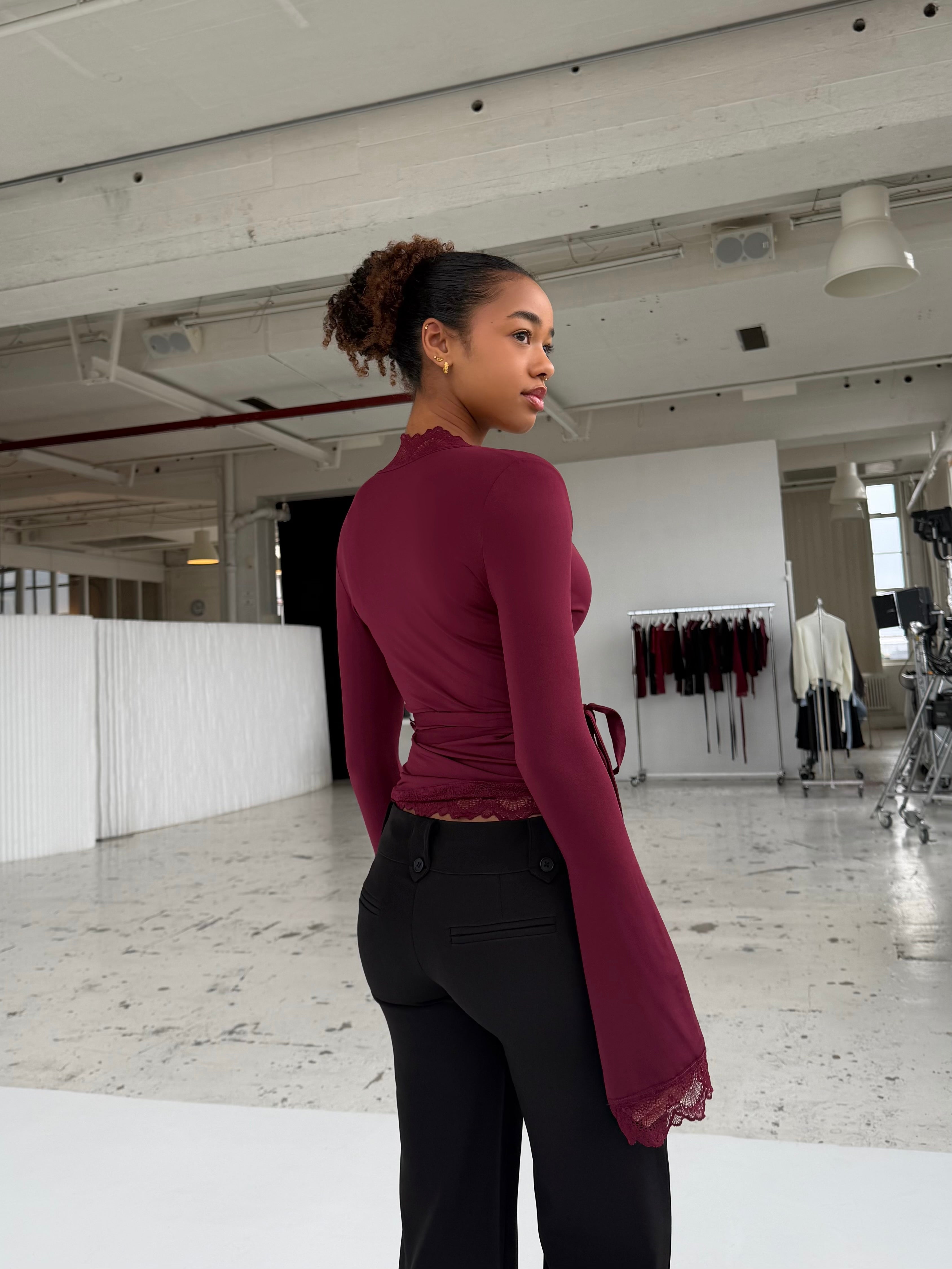New ballerina basic lace top - bordeaux