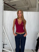Basic lace top - mørkerød