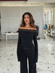 Bari basic lace top - Svart