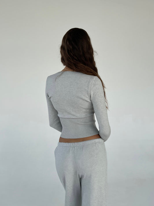 Knit Cardigan - lys grå (forhåndsbestilling)