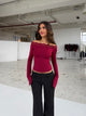 Bari basic lace top - Mørk Rød 