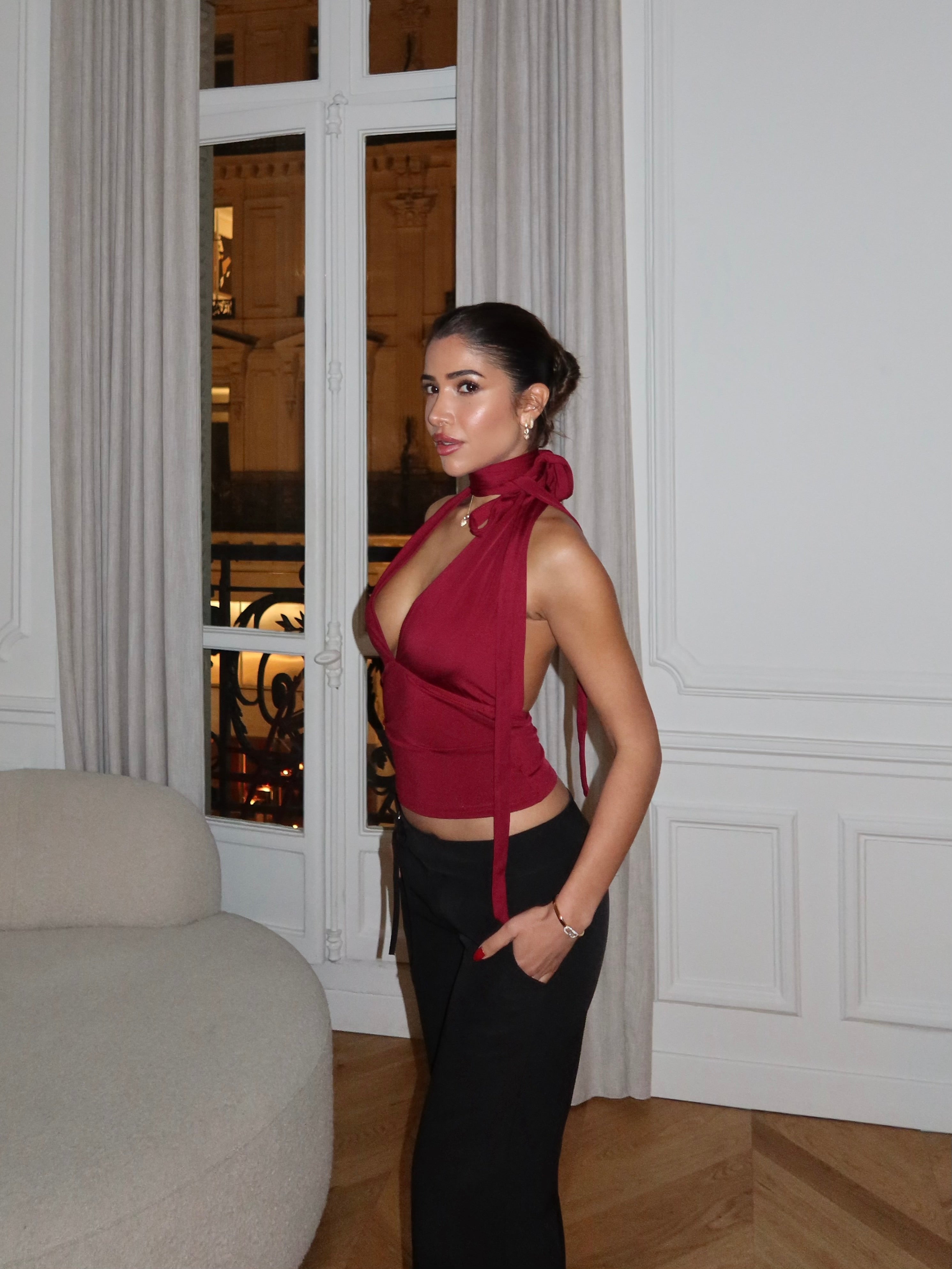 Mila multi top - mørk rød