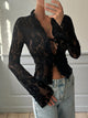 Trim lace top - svart
