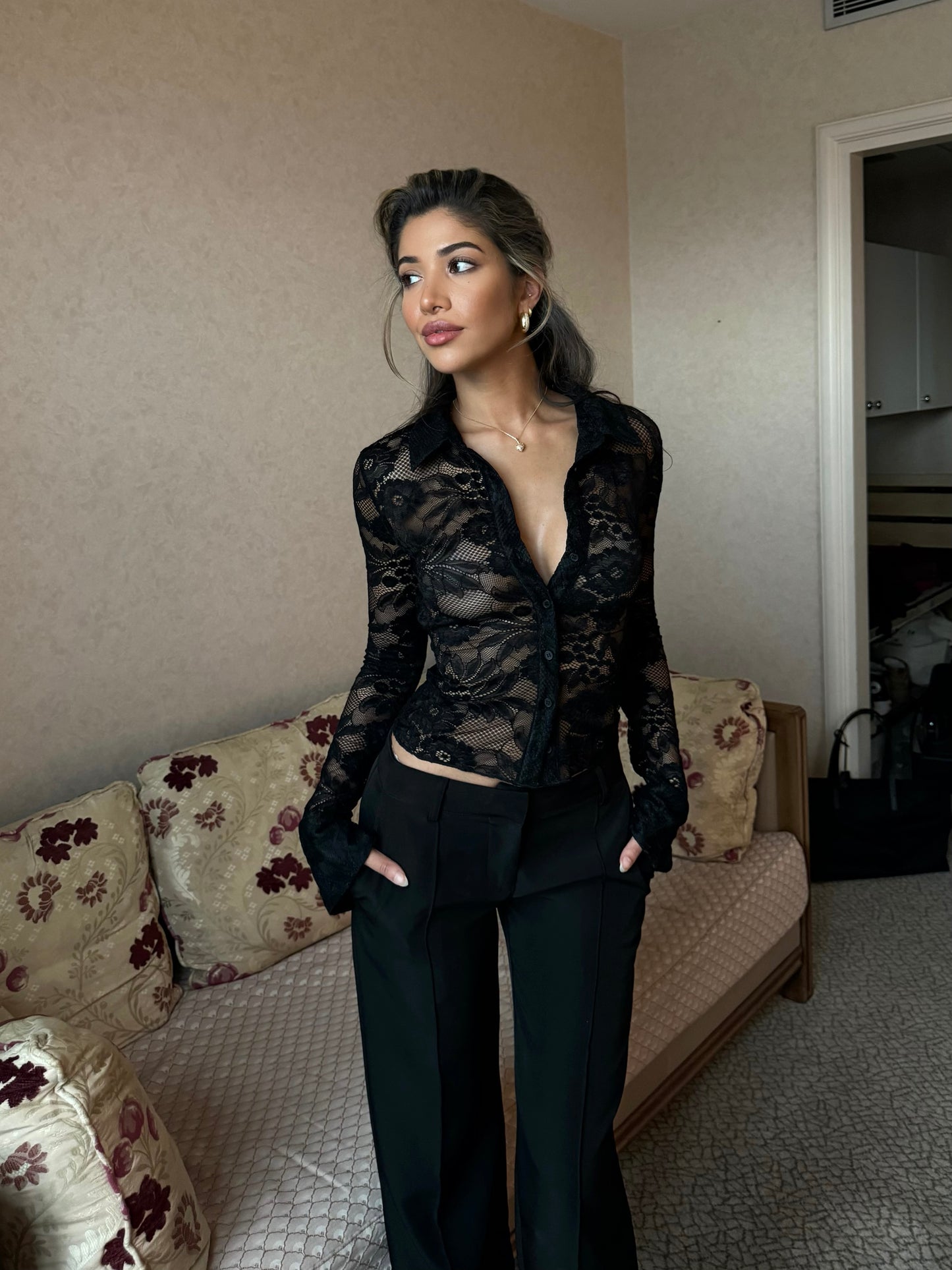 Grace Lace Top - Svart