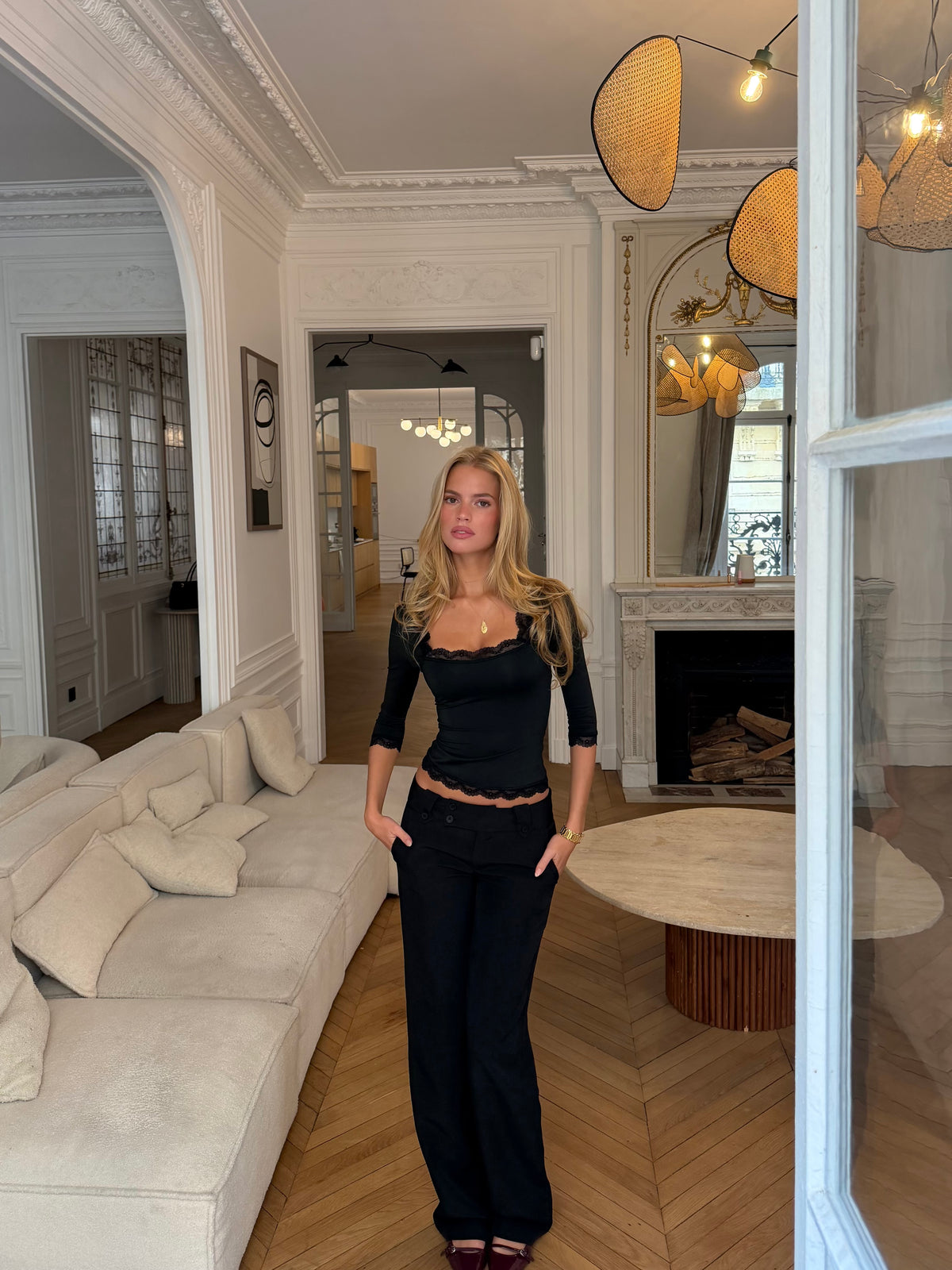 Blair Quarter Sleeve Top – Svart