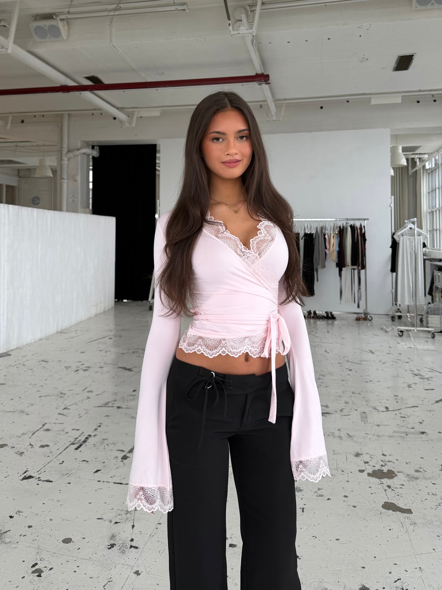 New ballerina basic lace top - lyserød