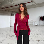 New ballerina basic lace top - mørk rød