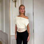 Hera basic lace top - lys gul