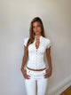 Pearl Button Top - Hvit