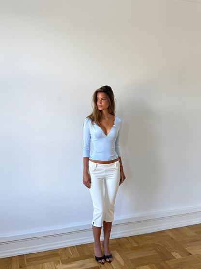 Quarter sleeve lace top - lys blå