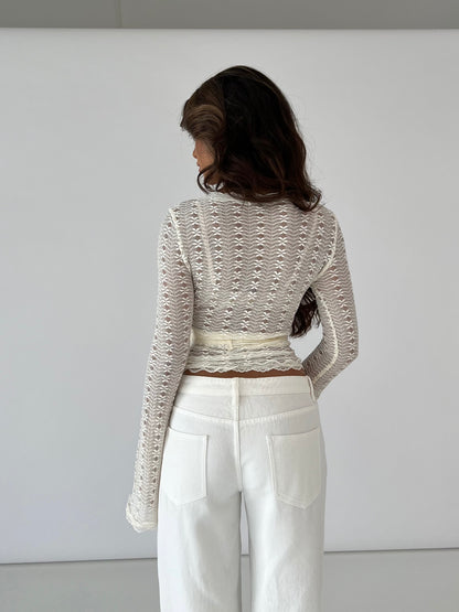 Ballerina flower top - krem