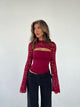 Lara lace long sleeve top - mørkerød