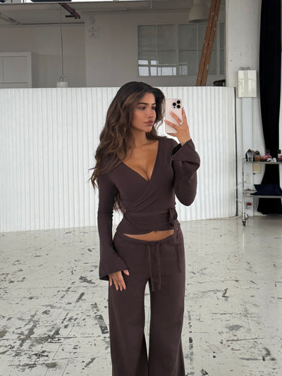 Ballerina knit top - mørk brun 