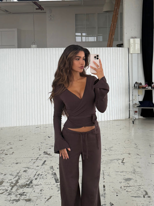 Ballerina knit top - mørk brun