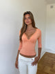 Quarter sleeve lace top - oransje