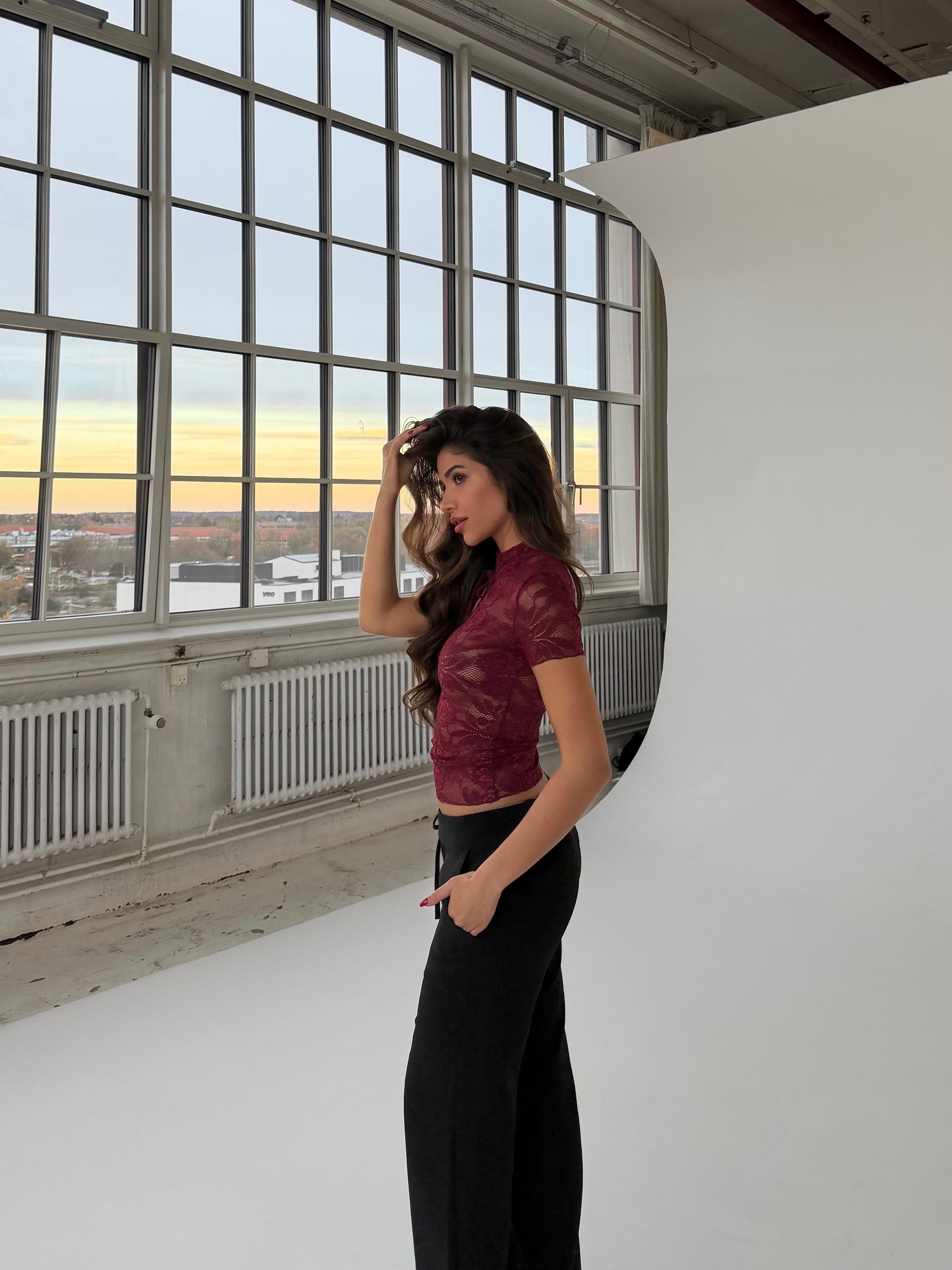 Cleo lace tee - bordeaux