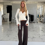 TALL Vera Wide low waist bukser - mørk brun