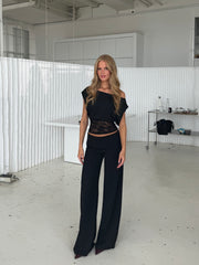 Flowy low waist bukser - svart