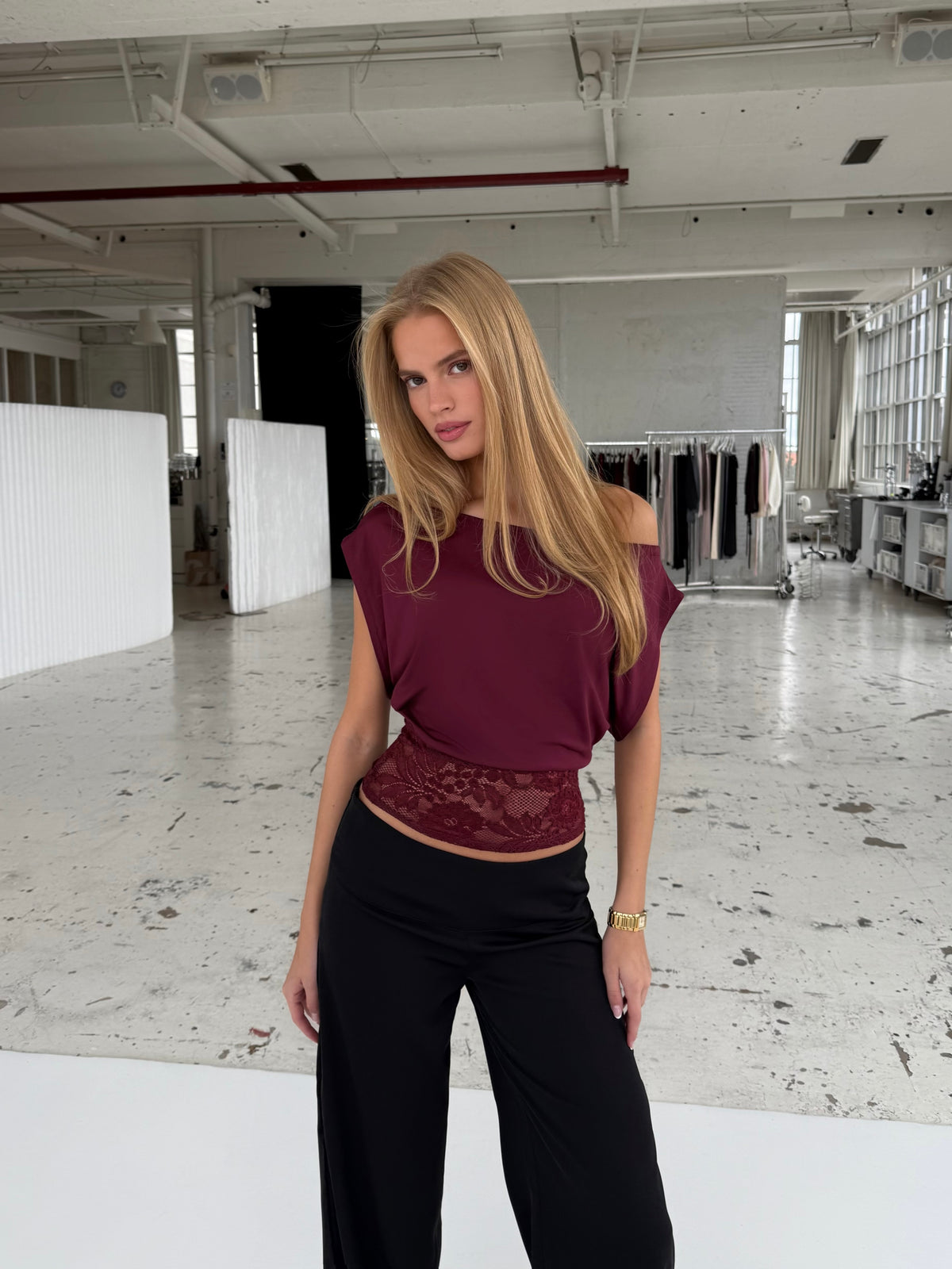 Hera basic lace top - bordeaux