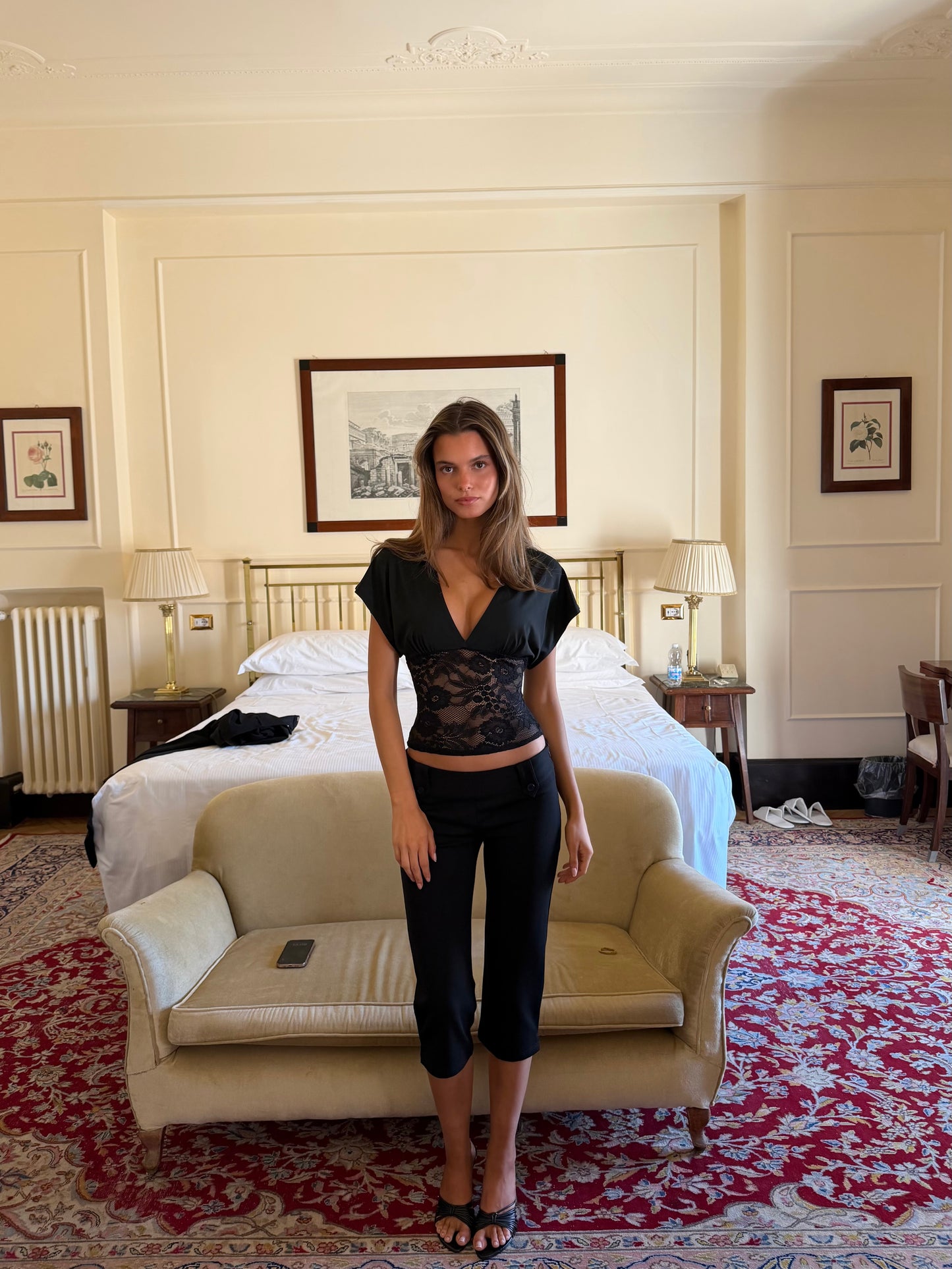 Lera lace top - sort