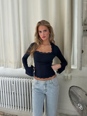 Blair Basic Lace Top - mørk blå
