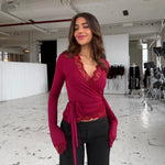 New ballerina basic lace top - mørk rød