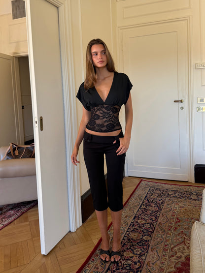 Lera lace top - sort