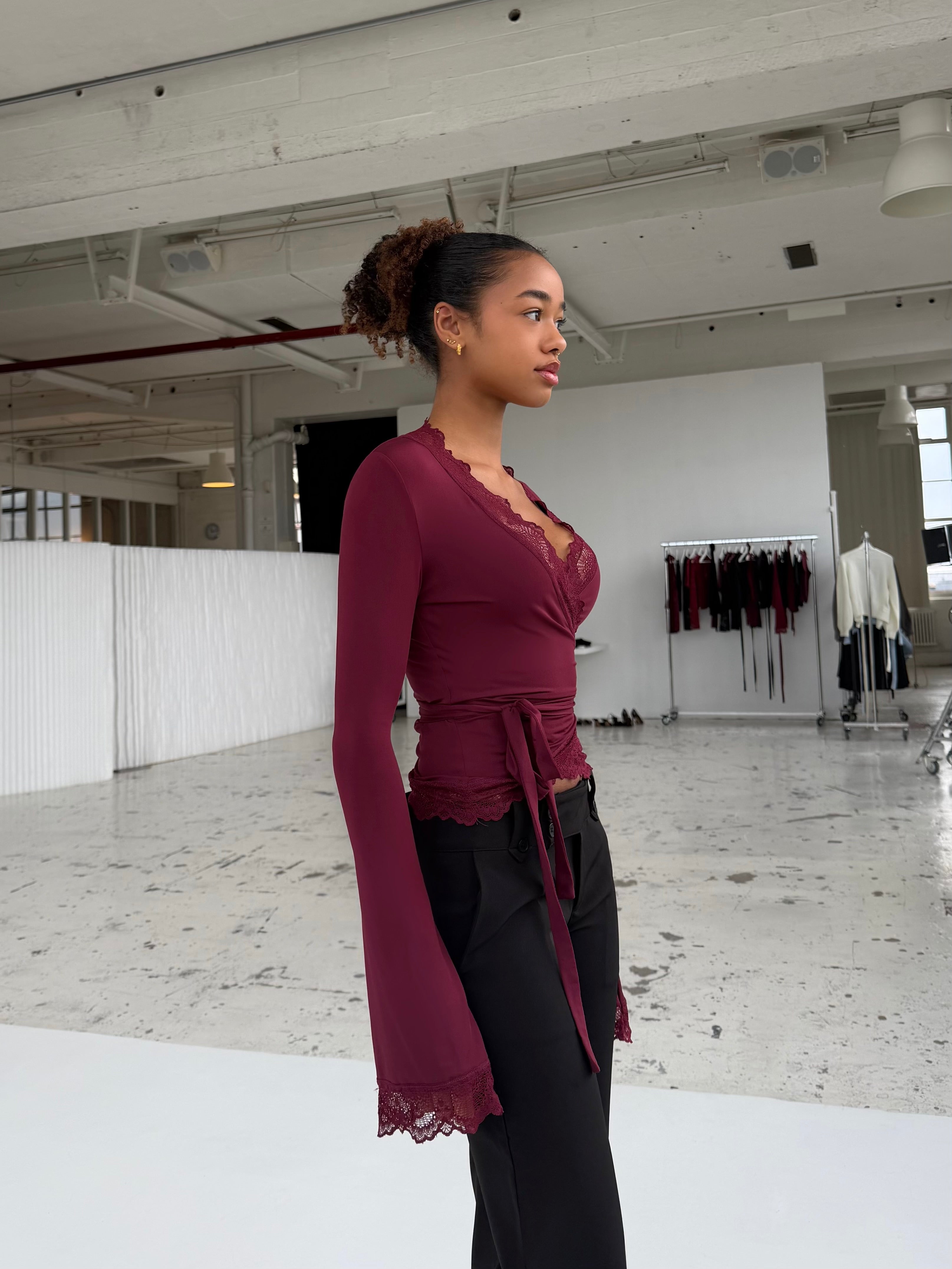 New ballerina basic lace top - bordeaux