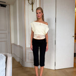 Hera basic lace top - lys gul